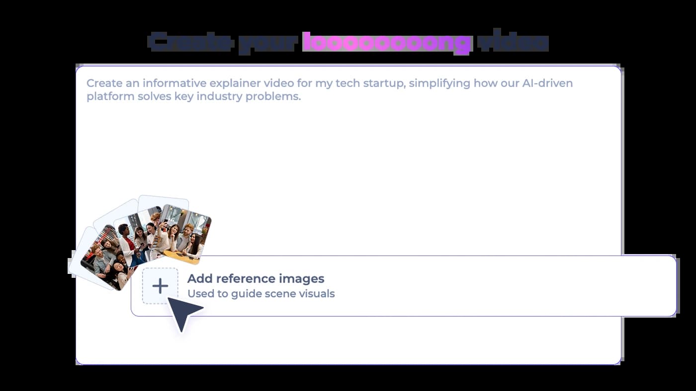 AI marketing video creator interface showing video generation from a text prompt